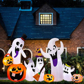 9FT Lighted Halloween Inflatable Ghost & Pumpkins (Outdoor, Blower)